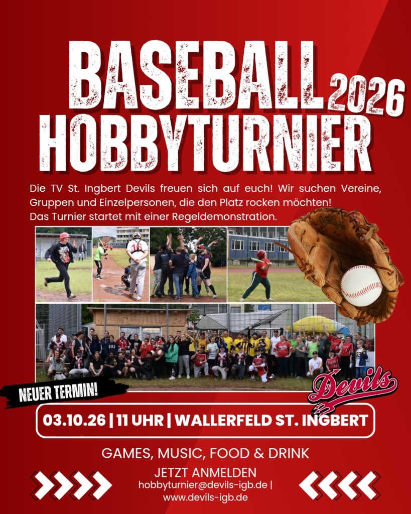 Baseball-Hobbyturnier in St. Ingbert: Neuer Termin am 3. Oktober nach Hitzeabsage 1 Aktuelles aus St. Ingbert | Bild: Stadt St. Ingbert News & Nachrichten