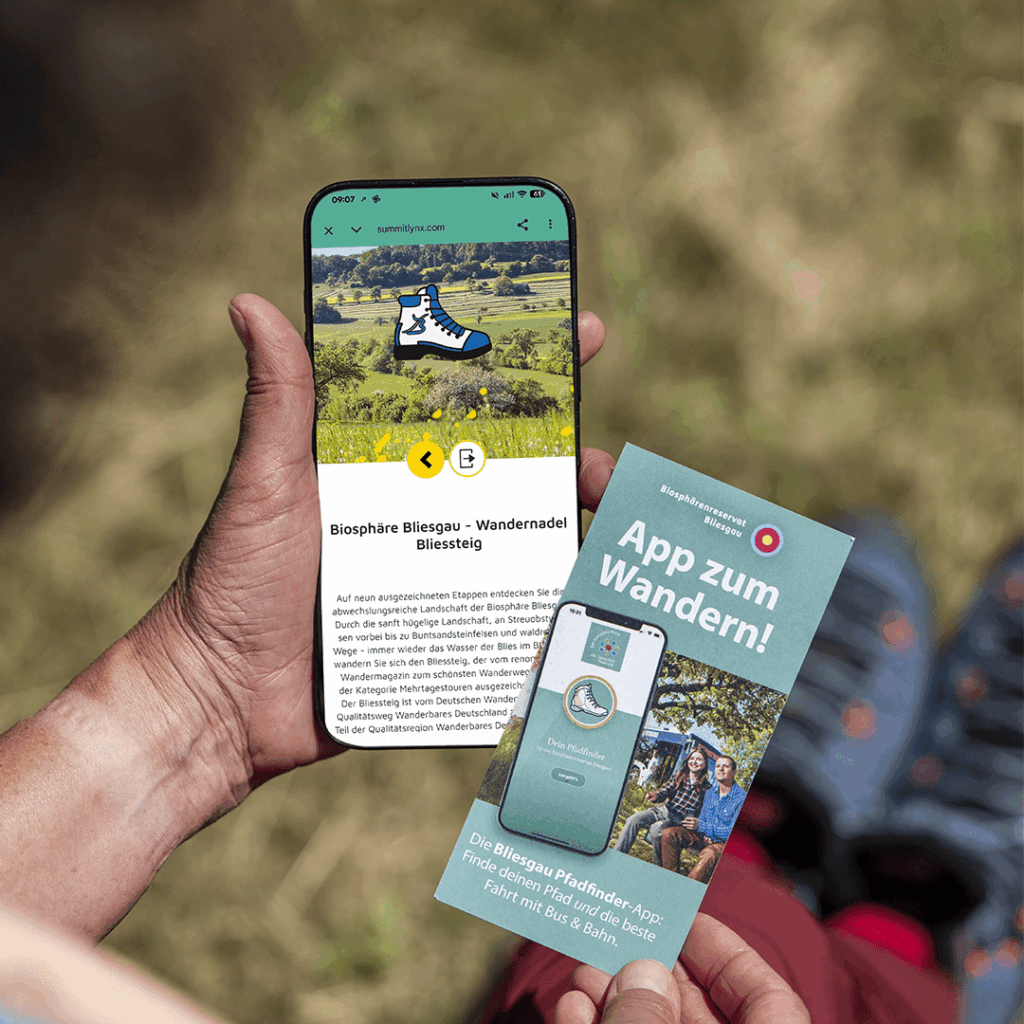 Digitale Wandernadel für den Bliessteig: App ergänzt gedruckten Stempelpass 1 Bild: Gemeinde Gersheim Digitale Wandernadel | Bliessteig