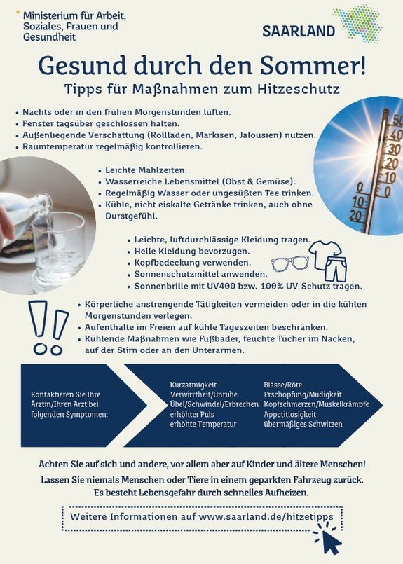 Ministerium veröffentlicht Hinweise zum Schutz vor Hitze 1 Aktuelles vom Landkreis Neunkirchen | Bild: Landkreis Neunkirchen image-7375