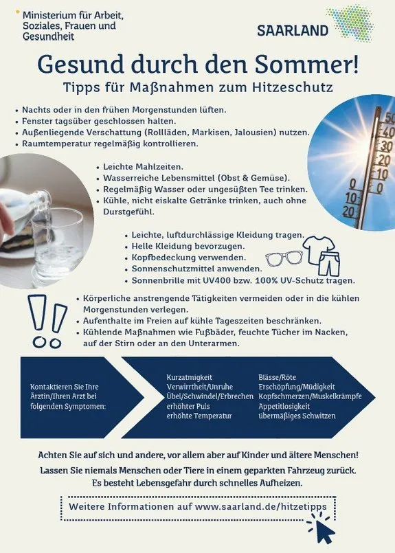 Ministerium veröffentlicht Hinweise zum Schutz vor Hitze