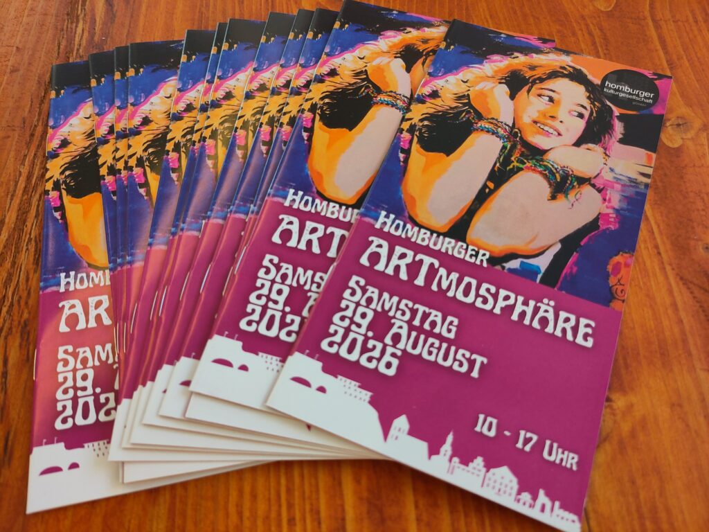 Flyer zur ARTmosphäre erschienen: Rund 120 Künstler angemeldet 1 Bild: Stadt Homburg Flyer zur ARTmosphäre ab sofort erhältlich: Vielfältiges Kunstprogramm mit zahlreichen neuen Ausstellenden