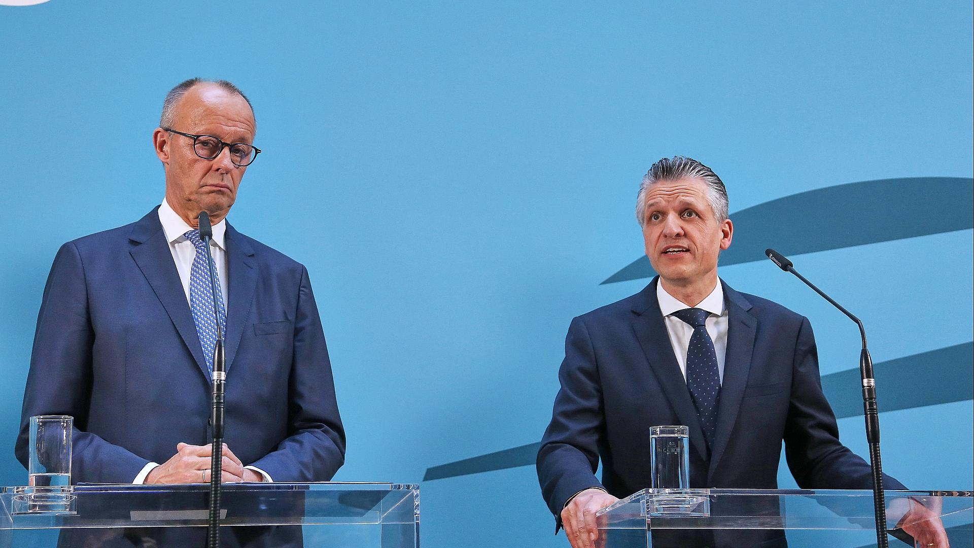 Insa: Union fällt auf niedrigsten Wert seit fünf Jahren 1 Friedrich Merz und Thorsten Frei (Archiv)