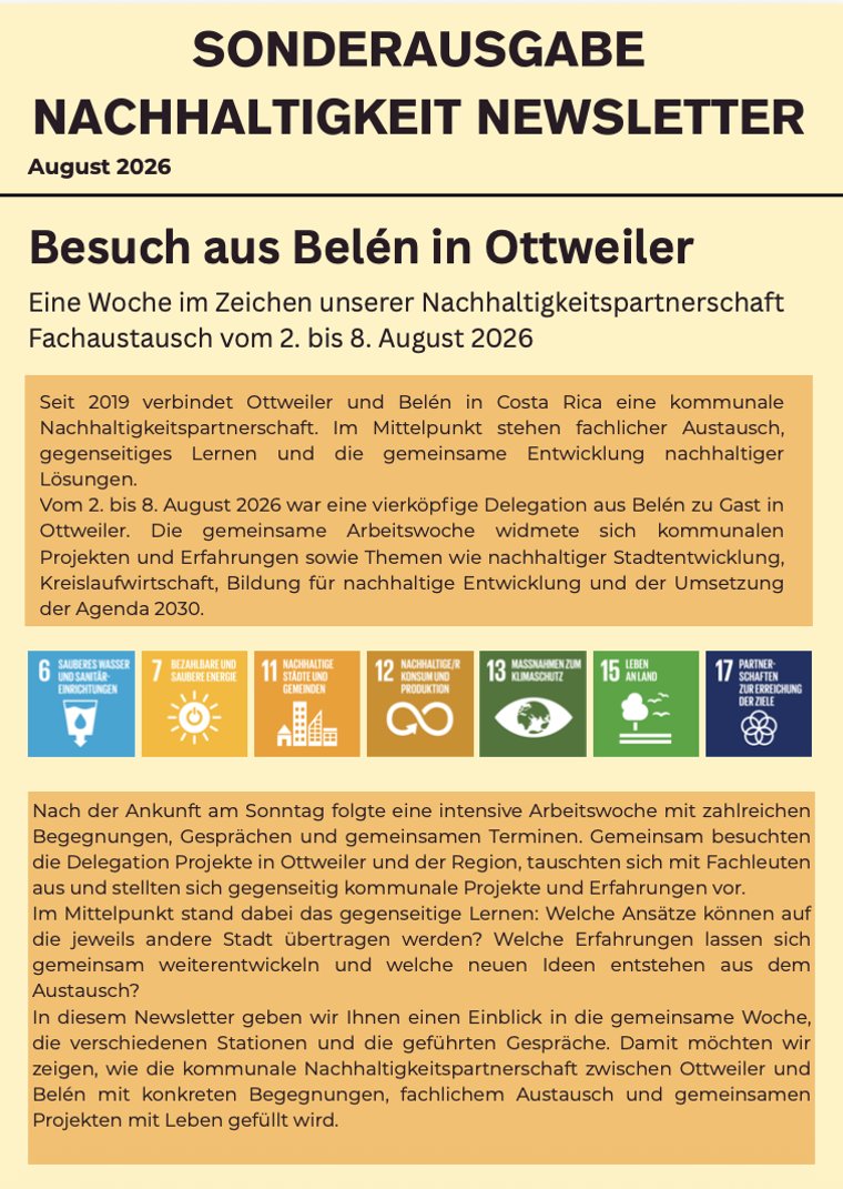 Aktuelles aus Ottweiler | Bild: Stadt Ottweiler Sonderausgabe Newsletter Besuch aus Costa Rica
