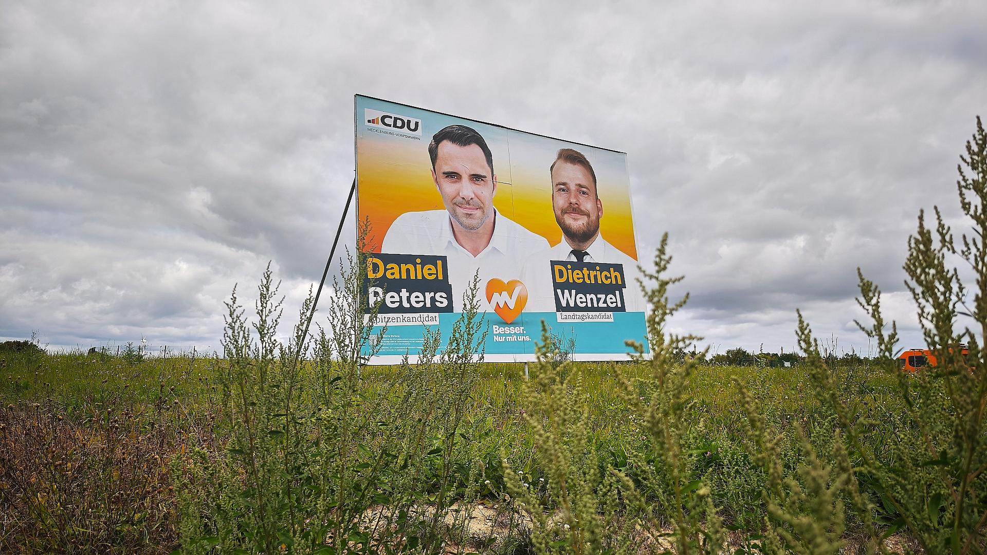 Presse macht Druck: CDU Mecklenburg-Vorpommern verlegt Wahlparty 1 CDU-Wahlplakat für die Landtagswahl 2026 in Mecklenburg-Vorpommern (Archiv)