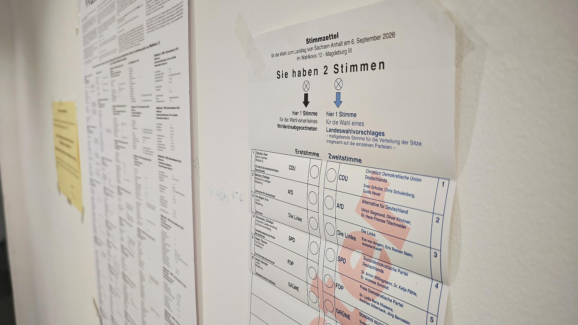 Wahlbeteiligung in Sachsen-Anhalt schon höher als 2021 1 Stimmzettel zur Landtagswahl in Sachsen-Anhalt 2026 am 06.09.2026