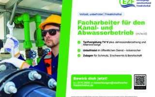 Stellenausschreibung: Facharbeiter (m/w/d) für den Kanal- und Abwasserbetrieb 6 Stellenausschreibung: Facharbeiter (m/w/d) für den Kanal- und Abwasserbetrieb