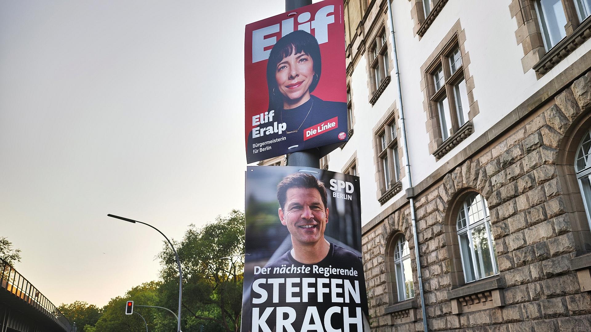 20 SPD-Bundestagsabgeordnete gegen Rot-Rot-Grün in Berlin 1 Wahlplakate mit Elif Eralp