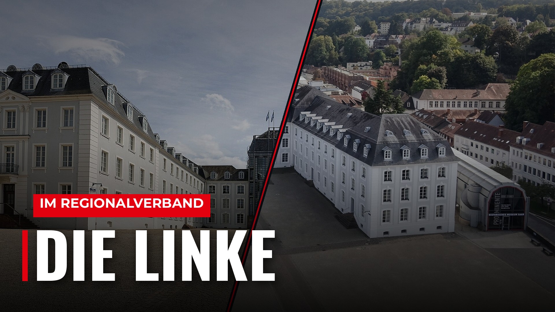 Linksfraktion fordert Transparenz beim geplanten Neubau der Sparkasse Saarbrücken 1 Die Linke im Regionalverband Saarbrücken: Luftbild des saarbrücker Schlosses, rech, Saarbruecken Schloss 2024
